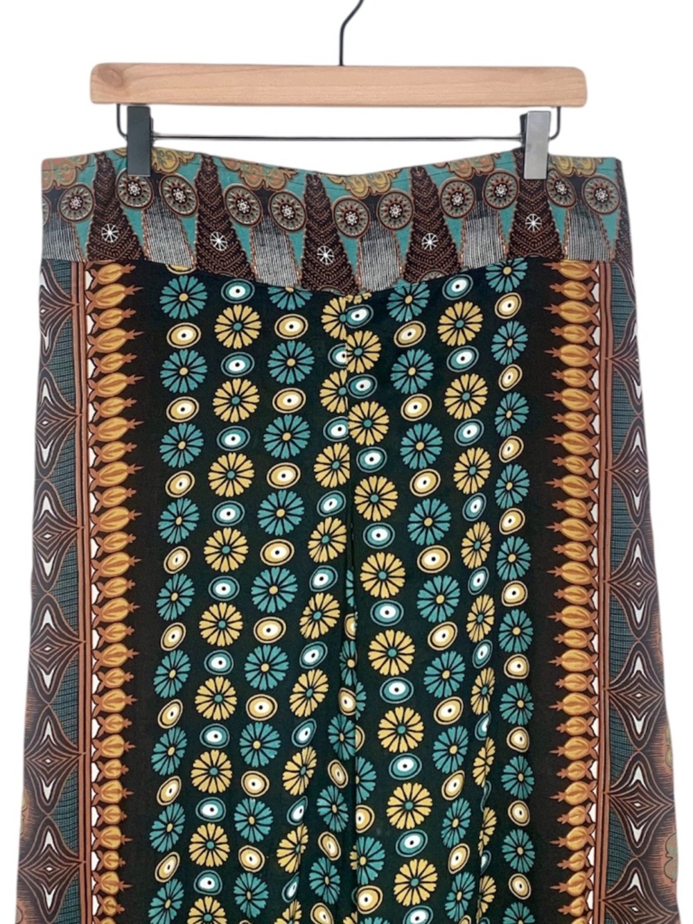 Earthbound Trading Co. Wide Leg Boho Pants High Rise Floral Geo XL - Picture 2 of 8